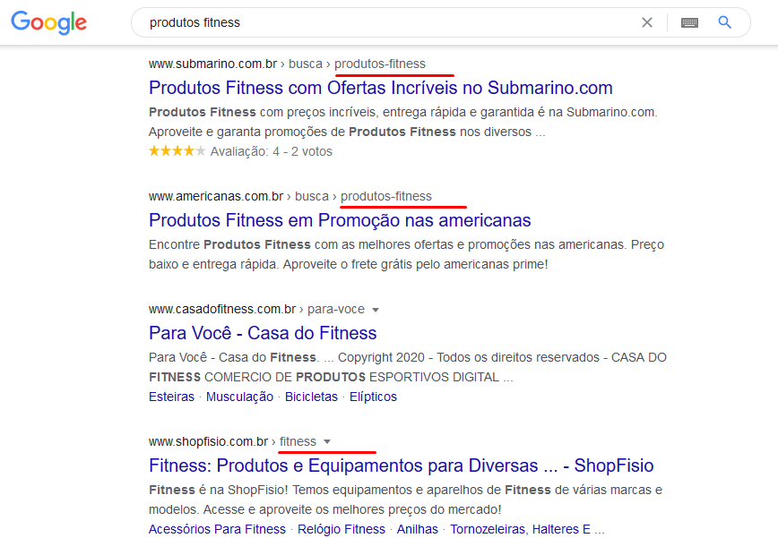 Resultado no Google para Fitness